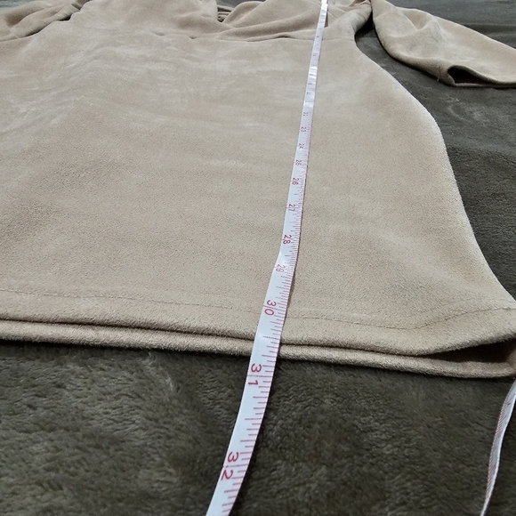 Blush ✦ Tan Suede Cocktail Dress ✦ Deep Plunge Criss Cross Back Sz M EUC - Picture 16 of 16